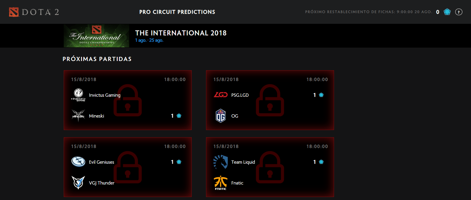 Las predicciones del Circuito Competitivo de Dota 2 suponen otra fuente de niveles de Compendio que puedes conseguir en estas fechas aparte de la Fantasy League del International