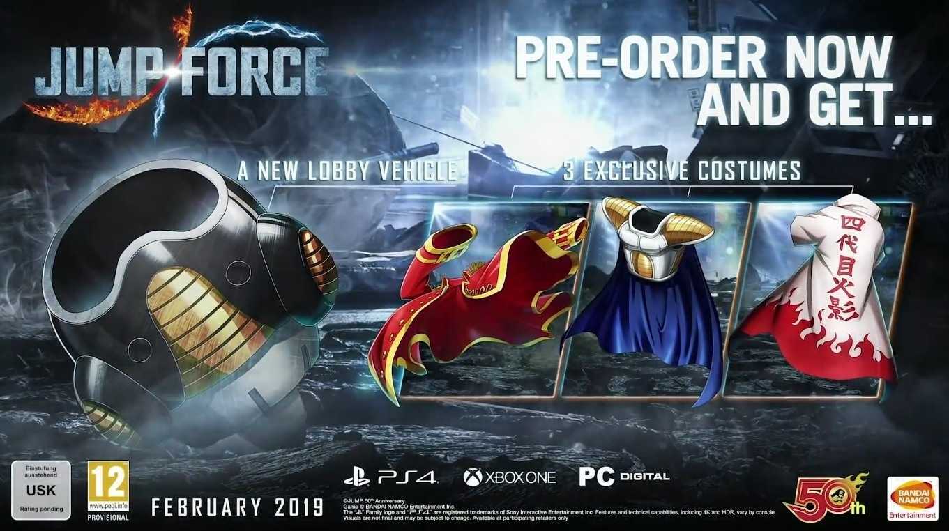 Reservar Jump Force otorga tres trajes exclusivos.