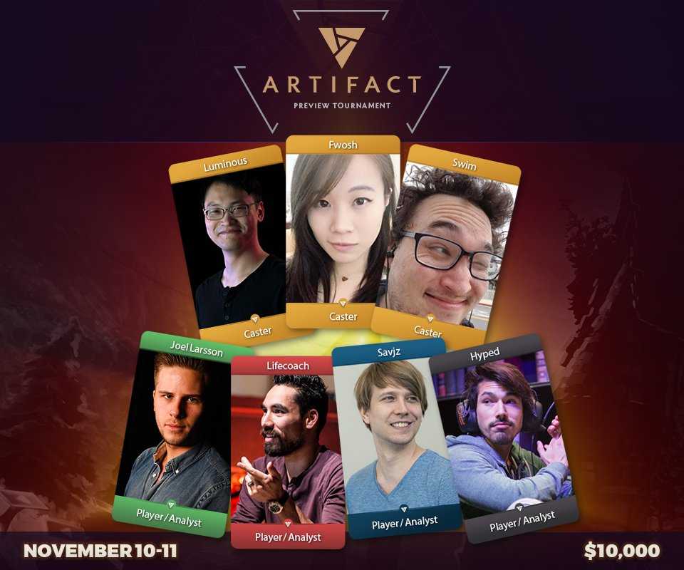 Elenco de comentaristas y analistas que presentarán el primer torneo de Artifact de la historia, presentado por Beyond The Summit.