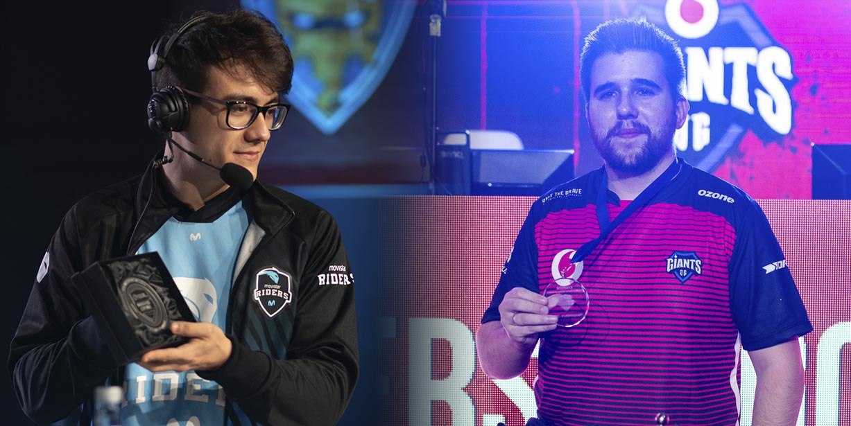 Lowel y Killdreamst recibiendo los premios a mejor jugador de la fase regular y de las finales respectivamente. Fotografía de Gabriel Jiménez.