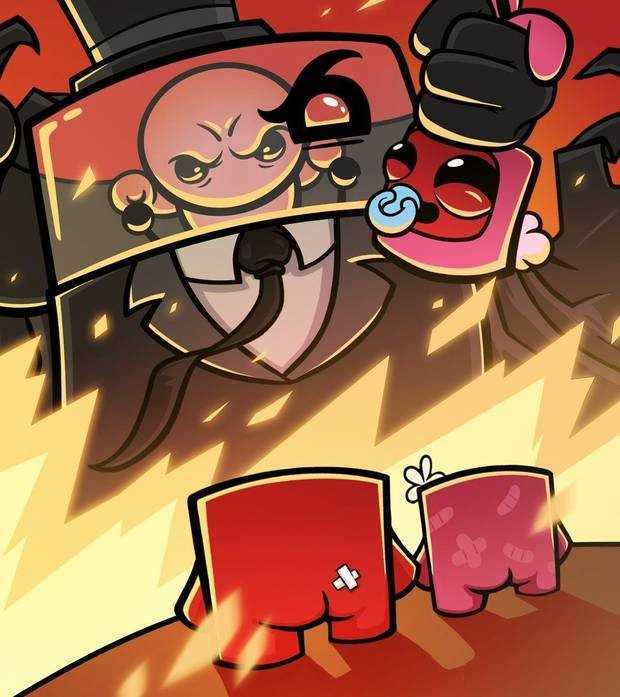 Imagen promocional de Super Meat Boy Forever bloqueada en Facebook