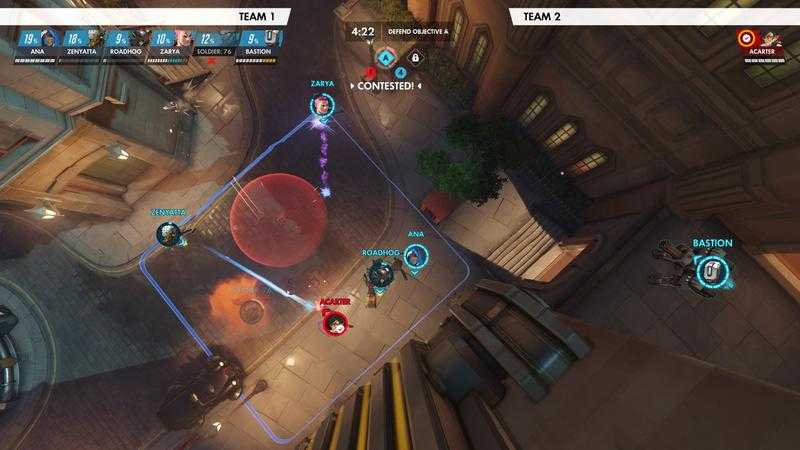 Cámara cenital de las repeticiones de Overwatch.