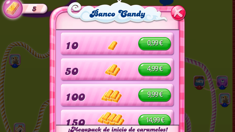 Microtransacciones en Candy Crush