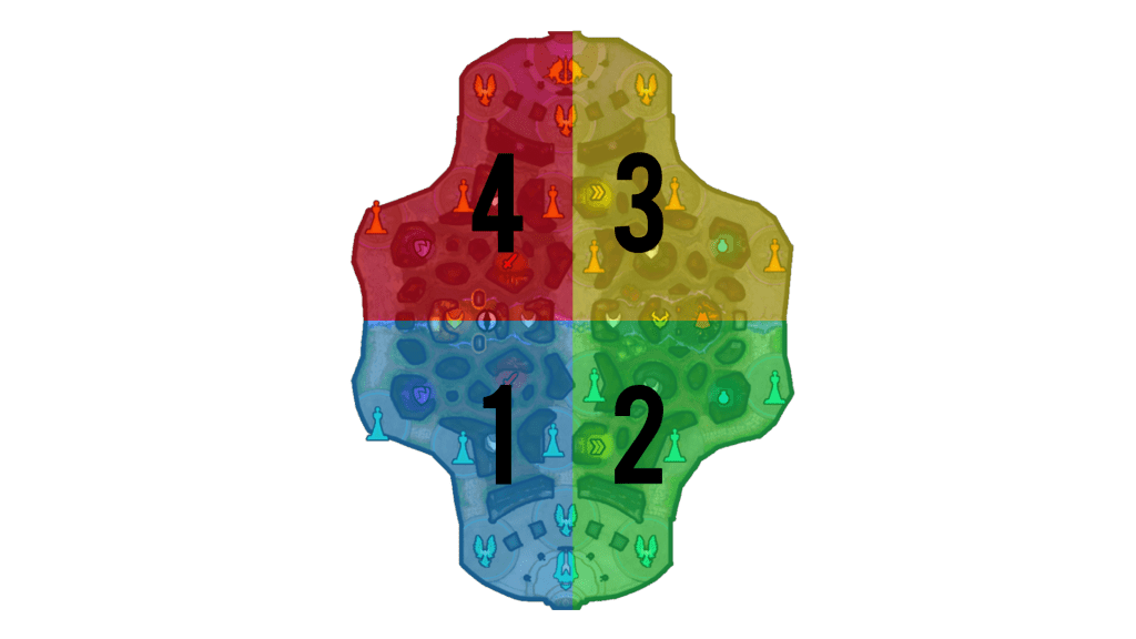 Distribución del mapa por cuadrantes. | Fuente: propia