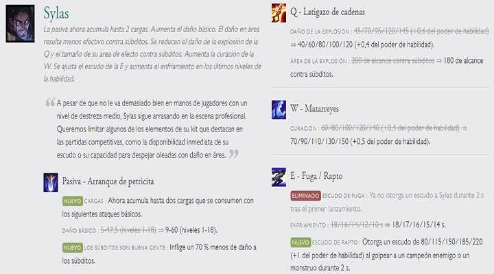 Sylas cambios en el 9.12