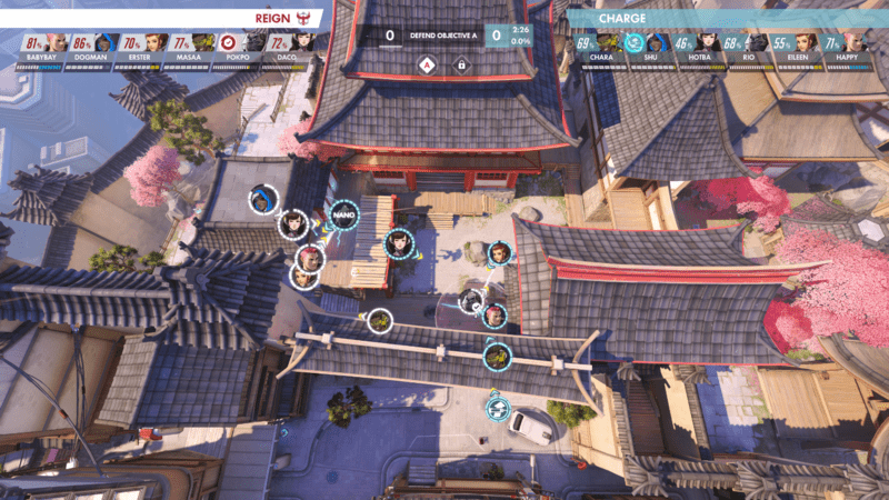Vista cenital del Replay Viewer de la Overwatch League,
