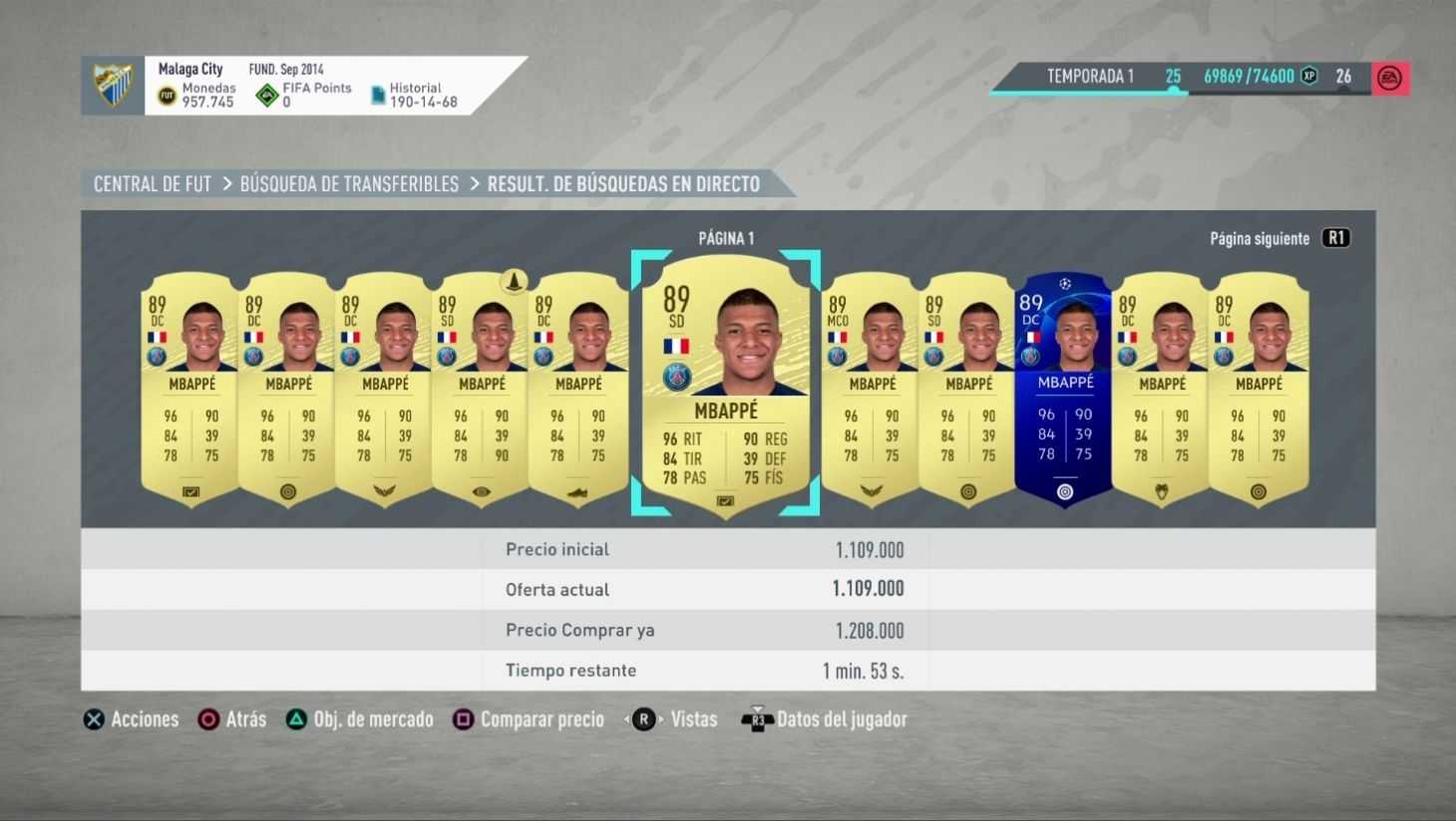 Precio de Kylian Mbappé en FIFA 20