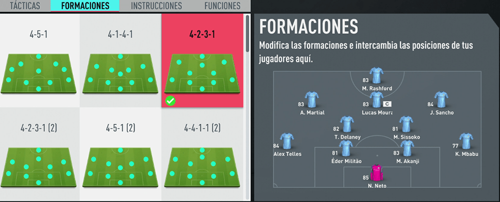 FIFA 20: Formación 4-2-3-1