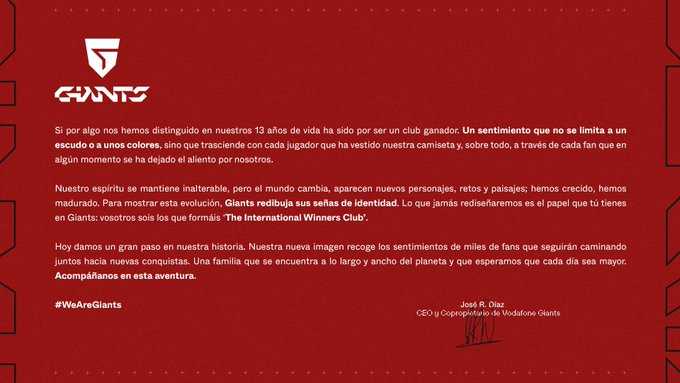 comunicado Vodafone GIants