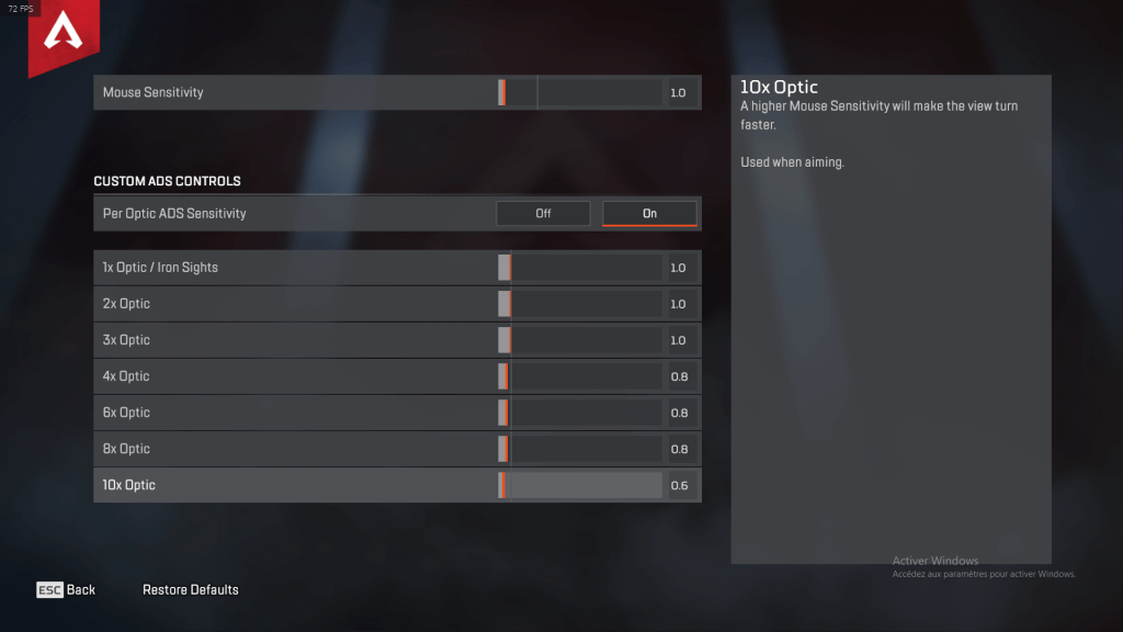 Sensibilidad Apex Legends