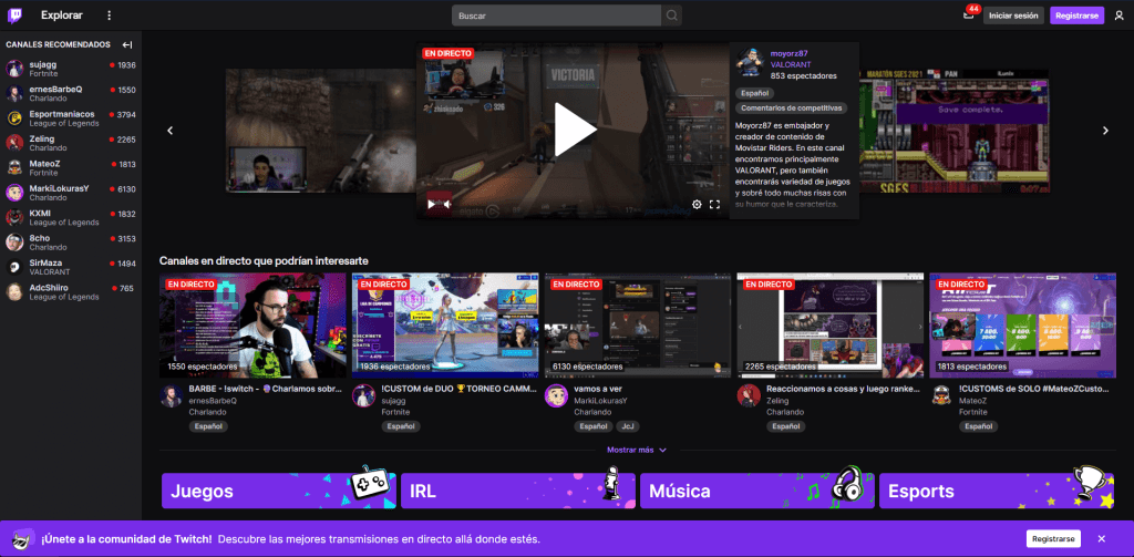 Twitch plataforma