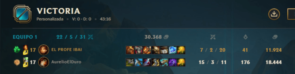 Stats primer juego Auronplay