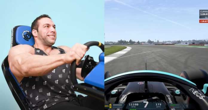 Culturistas sorprendidos por la fuerza del volante en el Formula 1.