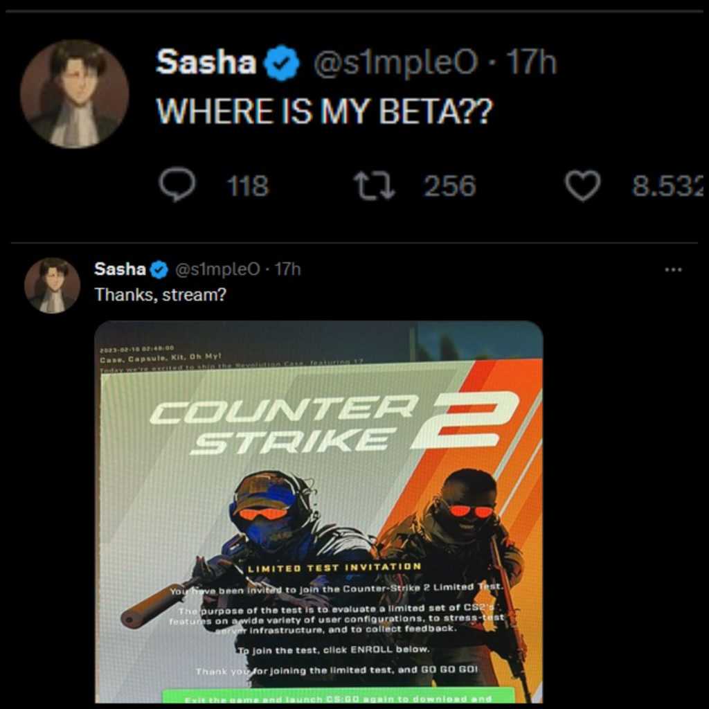s1mple didn't have a CS2/FullEsports beta