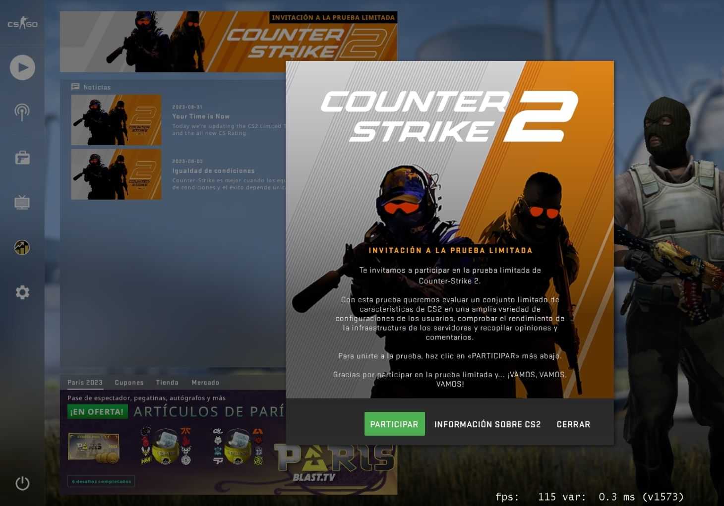 Invitación a la beta de Counter Strike 2
